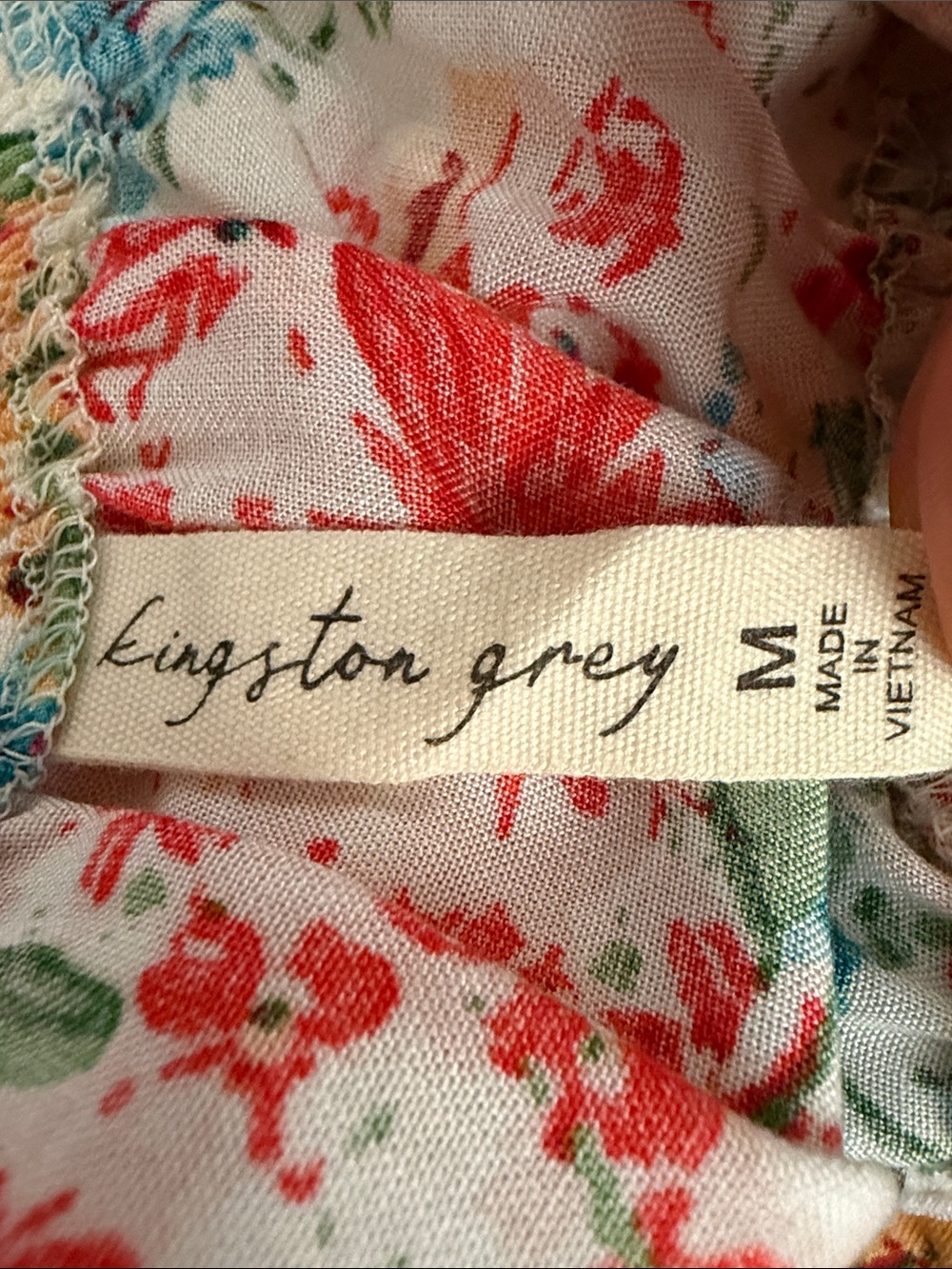 Kingston Floral Maxi Dress in White with Red, Blue, Yellow Flowers - Picture 7 of 7